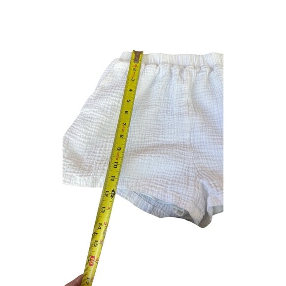 Princess Polly White Textured Cotton Shorts US6 AU/UK10 EU38 Elastic Waistband L - Picture 10 of 10